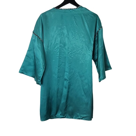 Victorias Secret Very Sexy Satin‎ Robe Small Teal Lace Animal Print Trim Silky - Picture 2 of 8